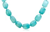 14k Yellow Gold Sea Blue Chalcedony Necklace
