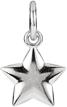14K White 15.75x9.75mm Puffed Star Charm with Jump Ring