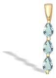 14K Yellow Gold Genuine Pear Aquamarine 3-Stone Pendant