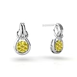 14K White Gold Genuine Round Yellow Diamond Love Knot Earrings