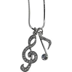 ト音記号 8分音符 ラインストーン ネックレス NECKLACE CLEF SINGLE NOTE LG RHINESTONES