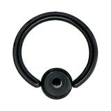 16 Gauge 5/16 Black Anodized Titanium Ball Captive Ring