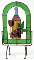 Gallery Art Glass Red Wine and Grapes 3-D Windows