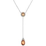 Sterling Silver Cognac Cubic Zirconia Briolette Drop Necklace by Charles Winston