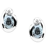 14K White Gold Sky Blue Topaz and Diamond Earrings