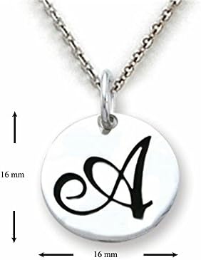 Stellar White Script Initial Disc Pendants -16 to 18 Inch Adjustable w/Chain