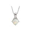 14K White Gold 0.02 ct. Diamond and 1 1/3 ct. Cushion Cut Opal Cabochon Pendant with Chain