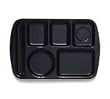 Food Service Rectangular Compartment Lunch Tray, 6 Compartment, Left-Handed, Black