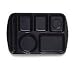 Food Service Rectangular Compartment Lunch Tray, 6 Compartment, Left-Handed, Black