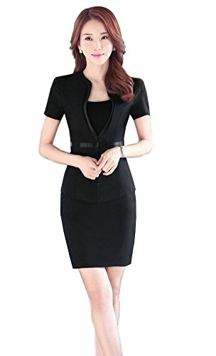 （激情女郎）JIQINGNVLANG レディース 夏 半袖 OL オフィス 就活 通勤 ビジネス ２点セット スカートスーツ