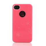 【全6色】iPhone4Sケース　iPhone4/4S両対応ハードケース  ピンク　雪の結晶　アイフォン4 /4S 対応　ラバーコーティング　Plastic Case for iPhone4S / 4 液晶保護フィルム USB充電ケーブル付 (7275-2) 雪の結晶