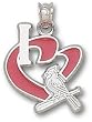 St Louis Cardinals "I Heart Bird Bat" 3/4" Enamel Enamel Pendant