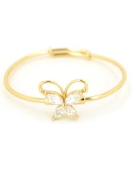 14kt Yellow Gold Layered Adjustable Butterfly CZ Infant Baby Bracelet Size 4" to 5" for Newborn babies and toddlers
