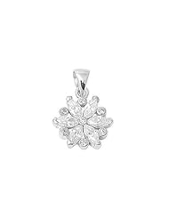 Sterling Silver Clear CZ Snowflake Pendant Wholesale Charm Pure 925 New 14mm with 1.2mm Rope Chain