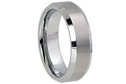7mm Dual Finish Tungsten Carbide Men's Ring with Beveled Edges