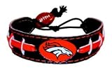 Denver Broncos Team Color Football Handmade Seam Bracelet Genuine Quality Leather Two Loops