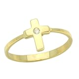 14K Baby Ring Cross Yellow Gold Ring Size 2 To 3 For Baby, Kids And Teens
