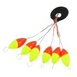 Como Fishing Tackle 6 in 1 Yellow Red Plastic Oval Bobber Stopper