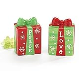 Christmas Present Salt & Pepper Shaker Set - Peace and Love