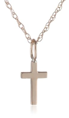 Cheap Girls Jewelry 14k Yellow Gold Childrens and Babys Small Polished Cross Necklace, 13" For Sale
