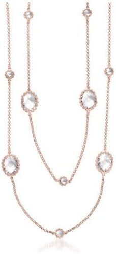 CZ GN4534-RC Rock Candy&amp;apos; Rose-Gold Plated semiprecious Ovel shape Smokey Quartz stone Diamond by The Yard Sterling Silver chain necklace