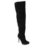 Womens Velvety Thigh-high Platform Stiletto Boots