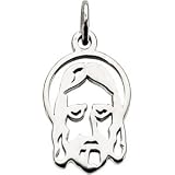 14K White Gold Face Of Jesus Silhouette Pendant