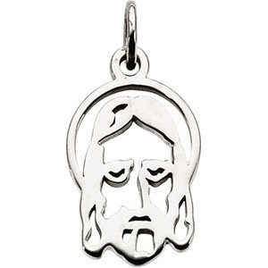 14K White Gold Face Of Jesus Silhouette Pendant