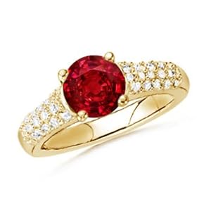 Round Ruby and Diamond Ring in 14k Yellow Gold