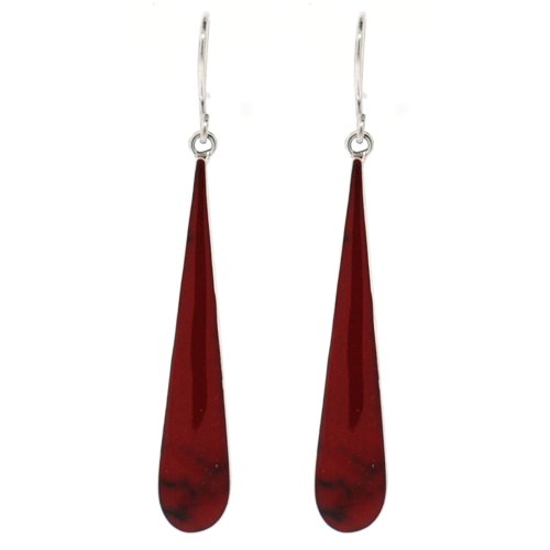 Sterling Silver Red Jasper Inlay Long Teardrop Earrings 31d0wpmJAKL Sterling Silver Jewelry: Sterling Silver Red Jasper Inlay Long Teardrop Earrings