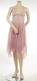 BCBG TOFFEE MESH CROSSOVER GRECIAN HALTER DRESS L