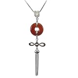 Good Luck Red Jade Pendant Necklace in Sterling Silver