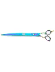 Pet Products: ShearsDirect Japanese 440C Curved Rainbow Titanium Cutting Shears with Flat Tension Screw Blue Removable Finger Rest Very Smooth Cutting, 10.0-Inch - ShearsDirect