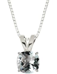 10k Gold Checkerboard Cushion Gemstone Pendant Necklace (8mm )