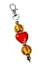 Apparel : Key Chain / Purse Clip - K1 - Murano Style Glass ~ Red Heart and Gold Beads
