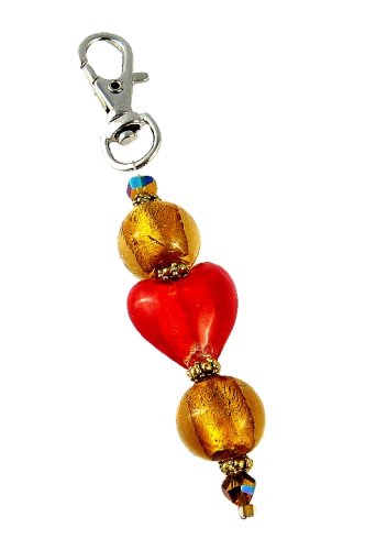 Buy Key Chain / Purse Clip - K1 - Murano Style Glass ~ Red Heart and Gold Beads online at Discounted New and Used prices. Delivered to your door with Off-The-Bookshelf.