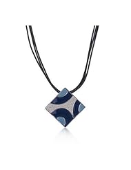Art Deco Square Enamel Pendant Necklace