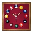 12in Square Billiard Clock Mahogany & Burgandy Mali Felt