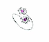 Sterling Silver Double Pink Flower Toe Ring