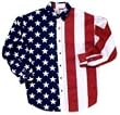 Patriotic Stars & Stripes Oxford Long Sleeve Shirt U.S.A. Made by FlagCothes