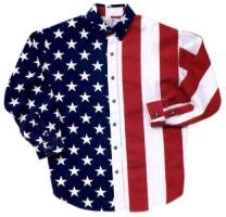 Patriotic Stars & Stripes Oxford Long Sleeve Shirt U.S.A. Made by FlagCothes
