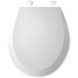 Bemis 500EC000 Molded Wood Round Toilet Seat With Easy Clean and Change Hinge, White