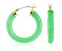 14 KT Yellow Gold Green Jade 14k Hoop Earrings with Snap Hinge Closure Findings