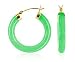 14 KT Yellow Gold Green Jade 14K Hoop Earrings with Snap Hinge Closure Findings