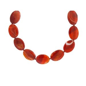 14k White Gold Orange Agate Necklace, 20 by Amazon.com Collection