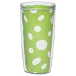 Green & White Polka Dot 16 oz Insulated Beverage Tumbler, Clear