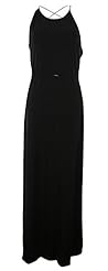 Belted Jersey/Polyester Elasticized   Waistline Spaghetti Strap Maxi Dress 