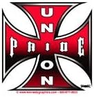 10 Union Pride - Chrome Red Iron Cross Hardhat Stickers K-40 S-62