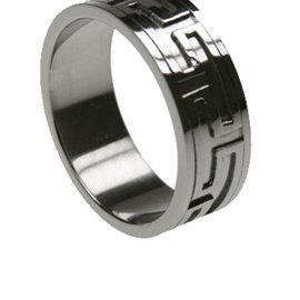 Click here to buy 316L Stainless Steel Ring laser-cut ring with shiny polish by ToltecTraders.com.