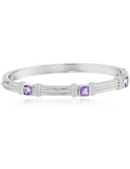 Judith Ripka "Giftables" 3 Cushion Stones Purple Bangle Bracelet